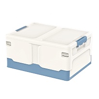 Ящик пластиковый складной белый, дно синее, 480х360х240 мм в Петрозаводске Ящик пластиковый складной белый, дно синее, 480х360х240 мм в Петрозаводске