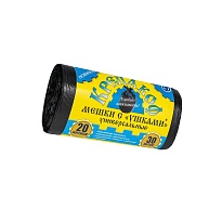 Мешки для мусора 20 л, с ушками, черные, в рулоне 30 шт., ПНД, 10 мкм, 550х440 мм, Крепакоф, 4607075710405 в Петрозаводске Мешки для мусора 20 л, с ушками, черные, в рулоне 30 шт., ПНД, 10 мкм, 550х440 мм, Крепакоф, 4607075710405 в Петрозаводске