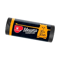 Мешки для мусора 30 л, черные, в рулоне 30 шт., ПНД, 7 мкм, 560х480 мм, Comfort, М0291 (МН 30-30ч) в Петрозаводске