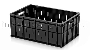 Ящик для молока, мяса, овощей и фруктов малая перфорация дно сплошное черный в Петрозаводске