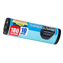Мешки для мусора 180 л, с ушками, черные, в рулоне 10 шт., ПНД, 20 мкм, 1150х800 мм, Крепак, 4607075710498 в Петрозаводске