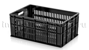 Ящик для молока, мяса, овощей и фруктов большая перфорация дно сплошное черный в Петрозаводске