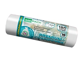 Мешки для мусора 180 л, ароматизированные, белые, в рулоне 10 шт., ПВД, 35 мкм, 1100х930 мм, PREMIUM+, 180105302 в Петрозаводске Мешки для мусора 180 л, ароматизированные, белые, в рулоне 10 шт., ПВД, 35 мкм, 1100х930 мм, PREMIUM+, 180105302 в Петрозаводске