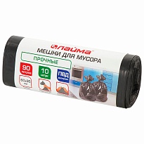 Мешки для мусора 90 л, черные, в рулоне 10 шт., ПВД, 25 мкм, 950х600 мм, LAIMA, 605332 в Петрозаводске