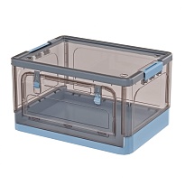 Ящик пластиковый складной прозрачный коричневый, дно синее,490х360х280 мм, с колесиками в Петрозаводске