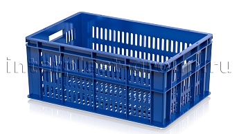 Ящик для молока, мяса, овощей и фруктов большая перфорация дно перфорированное синий в Петрозаводске
