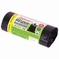 Мешки для мусора 30 л, черные, в рулоне 30 шт., ПНД, 7 мкм, 550х480 мм, Любаша, 608089 в Петрозаводске Мешки для мусора 30 л, черные, в рулоне 30 шт., ПНД, 7 мкм, 550х480 мм, Любаша, 608089 в Петрозаводске