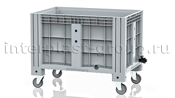 Контейнер iBox сплошной на колесах с краном серый в Петрозаводске