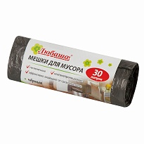 Мешки для мусора 30 л, черные, в рулоне 20 шт., ПНД, 5 мкм, 550х470 мм, Любаша эконом, 605329 в Петрозаводске Мешки для мусора 30 л, черные, в рулоне 20 шт., ПНД, 5 мкм, 550х470 мм, Любаша эконом, 605329 в Петрозаводске