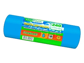 Мешки для мусора 240 л, ароматизированные, синие, в рулоне 10 шт., ПВД 30 мкм, 1300х930 мм, STANDART, 24010661 в Петрозаводске