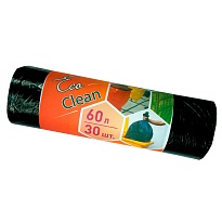 Мешки для мусора 60 л, черные, в рулоне 30 шт., ПНД, 6 мкм, 640х580 мм, Концепция Быта EcoClean, 603890 в Петрозаводске