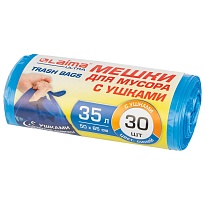 Мешки для мусора 35 л, с ушками, синие, в рулоне 30 шт., ПНД, 11 мкм, 650х500 мм, LAIMA ULTRA, 607684 в Петрозаводске