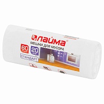 Мешки для мусора 60 л, белые, в рулоне 20 шт., ПНД, 7 мкм, 680х580 мм, LAIMA, 605539 в Петрозаводске