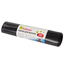 Мешки для мусора 240 л, черные, в рулоне 5 шт., ПВД 30 мкм, 1300х900 мм, Любаша, 605338 в Петрозаводске